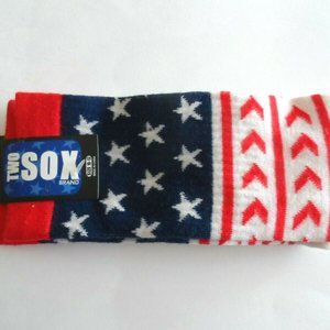 Men's TWO SOX BRAND Socks White, Blue, and Red - Size: 10-13